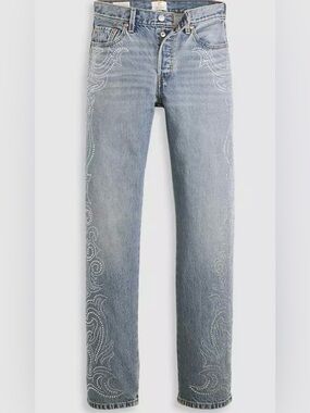 BEYONCE x LEVI’S 501 - 90s Women's Jeans Western Crystal Medium Wash BNWT 33x32
